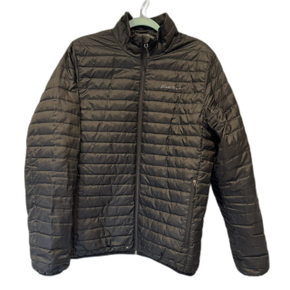 Eddie Bauer EB700 Down Puffer Jacket Black Quilted Coat Gorpcore Mens sz Small